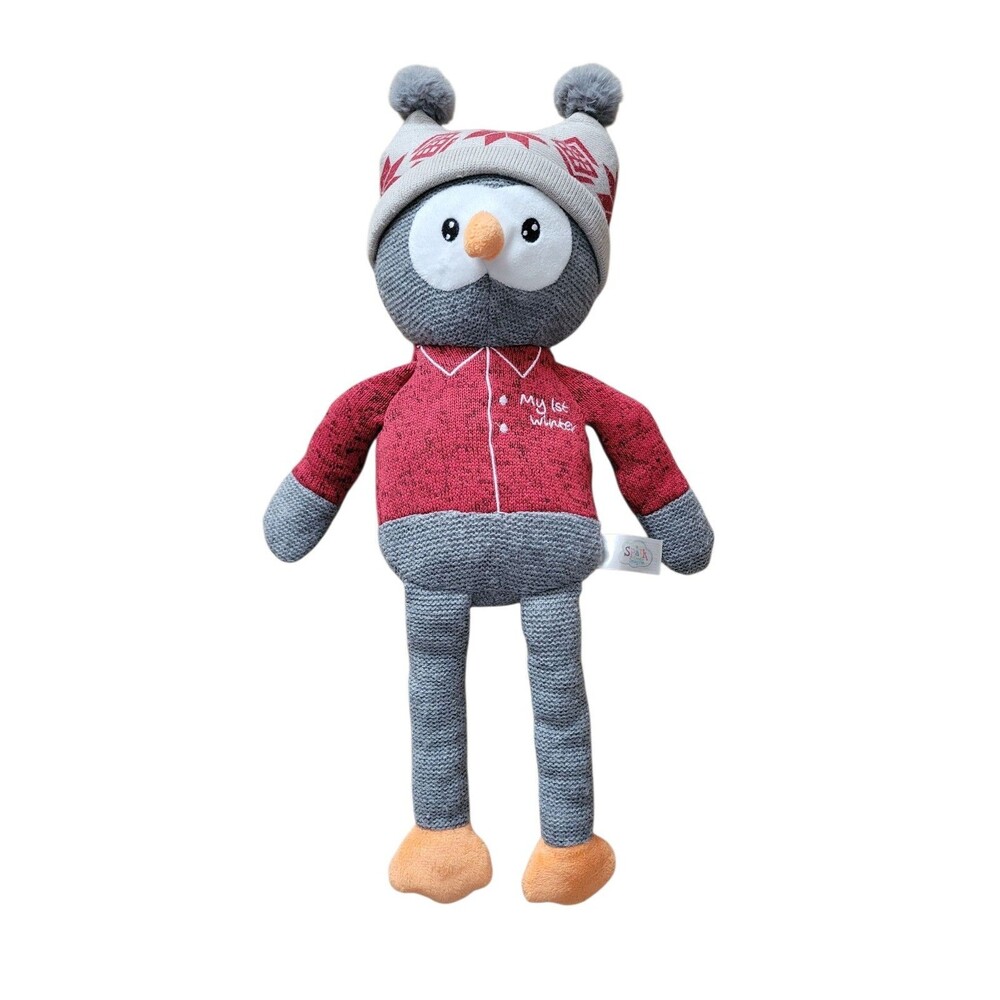 Plush 19" OWL Baby Spark Create Imagine My 1st Winter Knit Rattle Crinkly Hands